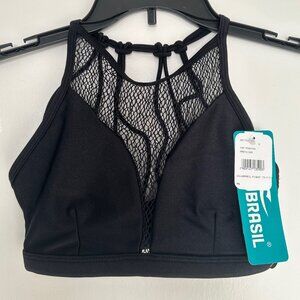 Mesh Decolte with Strappy Back Sexy Yoga Bra